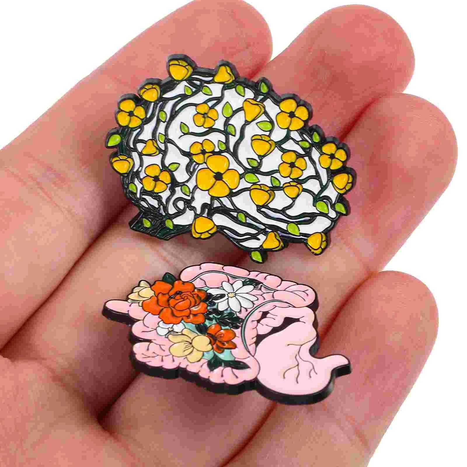 5 Brain Brooch battery metal brooches biological backpacks shawls clothing hats enamel womens brooches W240815