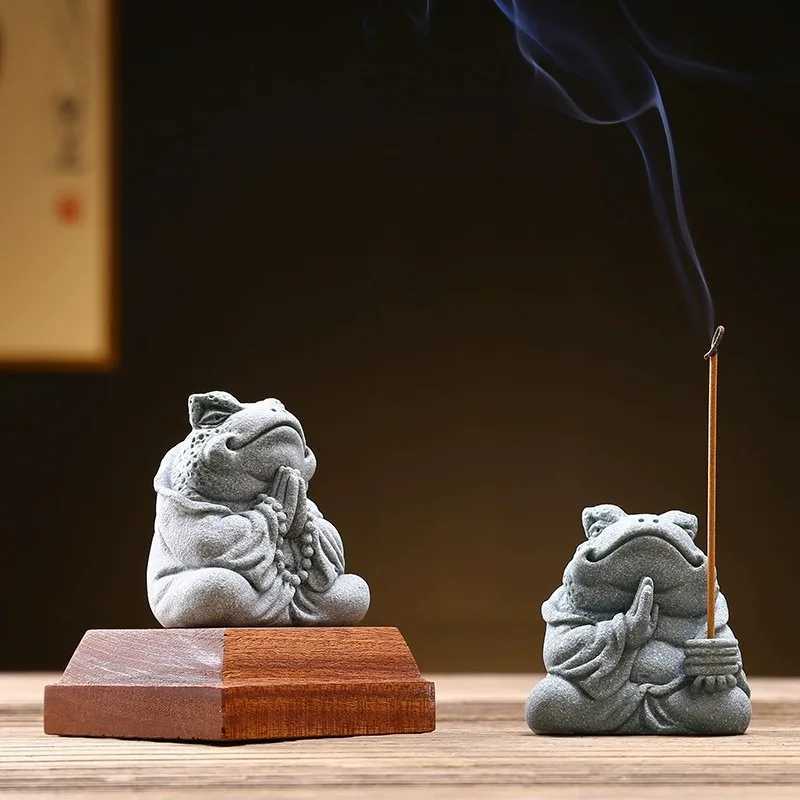 Creative Handmade Stone Tea Pet Decoration Gold Toad Green Sand Stone Animal Statue Fish Tank Landscape Home Tea Tray OrnamentsXJ240814