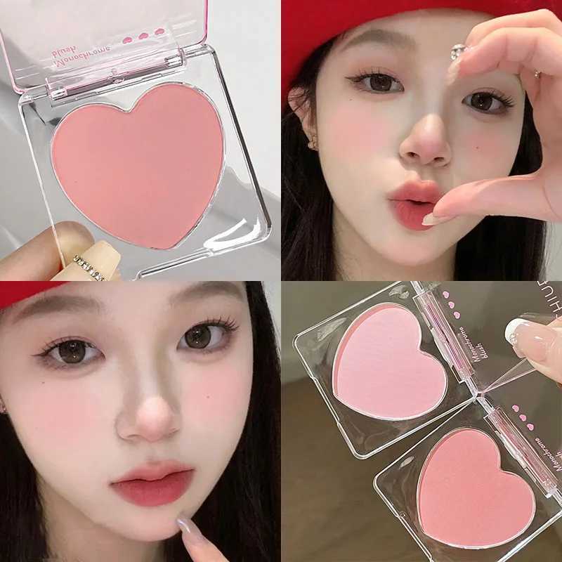 Love Powder Blusher Long-lasting Natural Matte Cheek Contour Tint Peach Pink Facial Blusher Cosmetics Single Color Blush Palette Y240815
