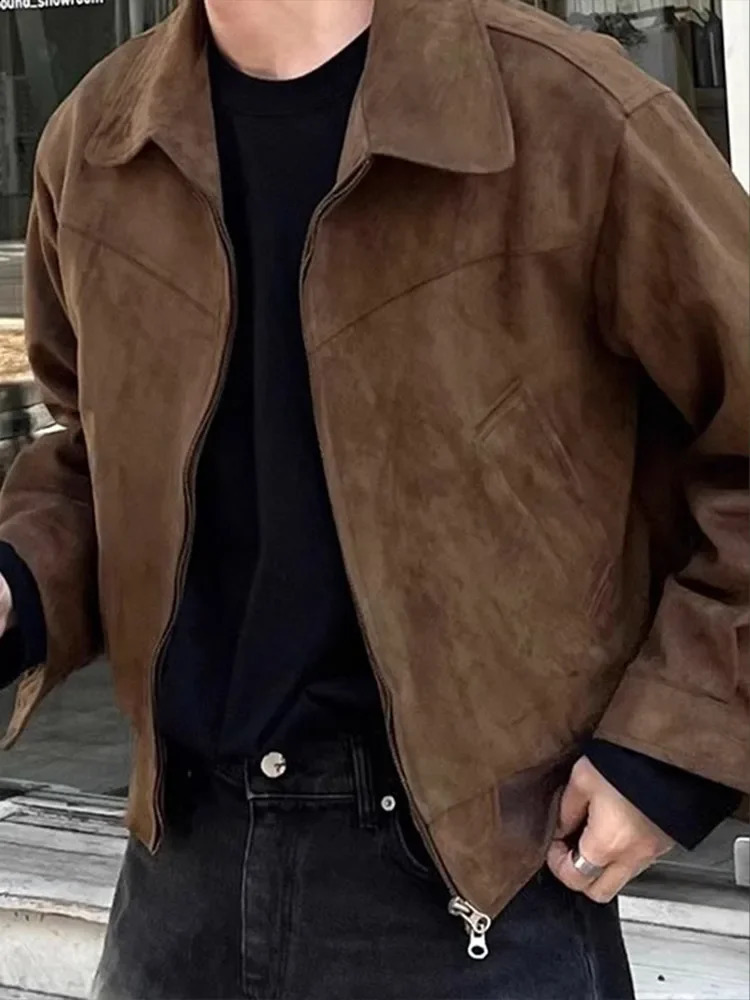 Fashion Lapel Zipper Mens Short Pilot Jackets 240814