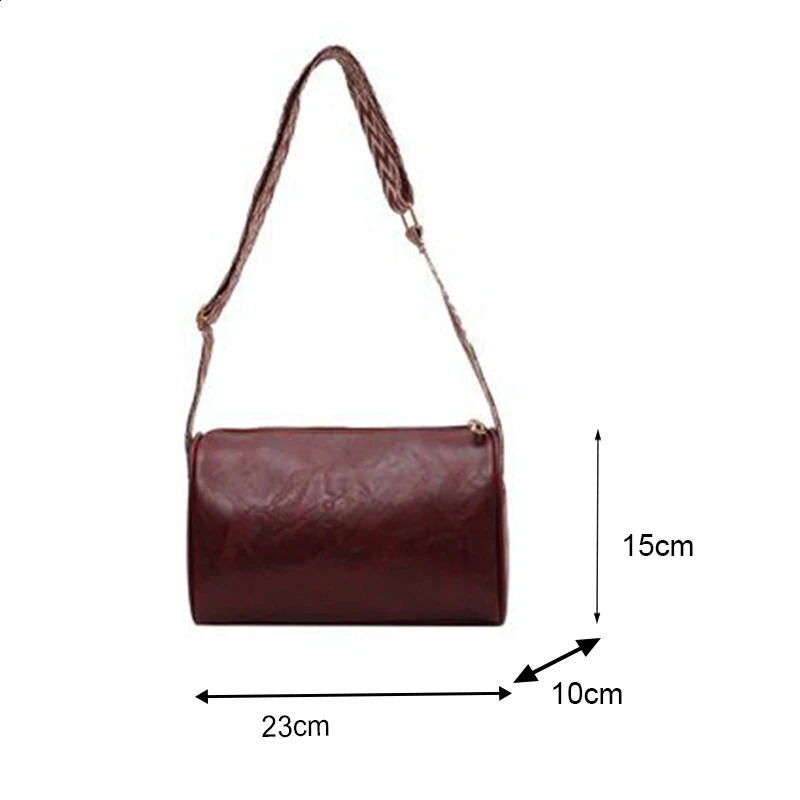 High Quality PU Leather Wide Shoulder Strap Bag Women Vintage Ladies Small Handbag Pillow Messenger Crossbody 240814