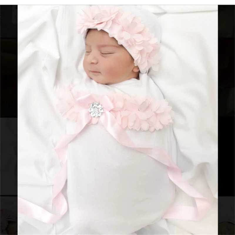 0-2Month Baby Photo Clothes Bowknot Sleeping Bag Beanie Hat Newborn Photography Costume Set Infant Photoshooting Outfit Y240814