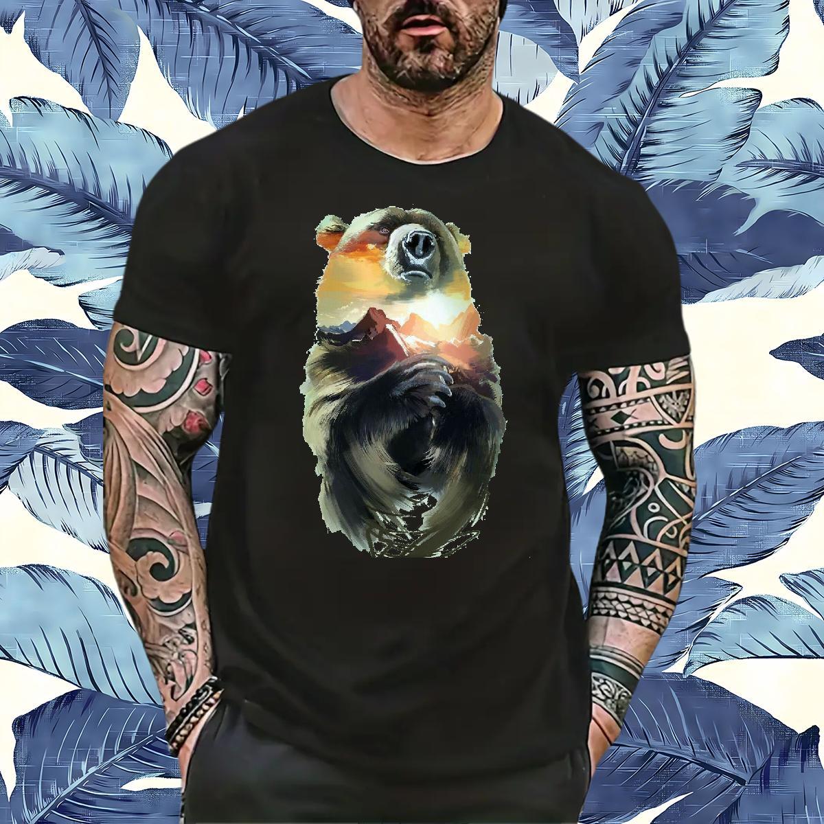 Classic T-Shirts bear Breathable Soft Beach Custom Big Size 100% Cotton 230g Tshirts Fashion Design Top Tees