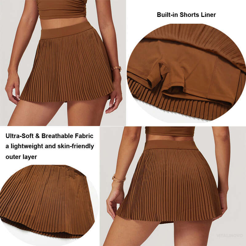 Women's VITALINOVO Tennis Golf Skirts High Waisted with Pockets Inner Shorts for Athletic Skorts Skirt Sports Running Pickleball