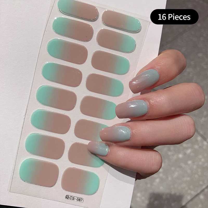 Gradient Color Nail Stickers Baking Free Salon Finished Nail Patch Full Cover Adhesive Nail Wraps DIY Nail Art Manicures DecorsXJ240814