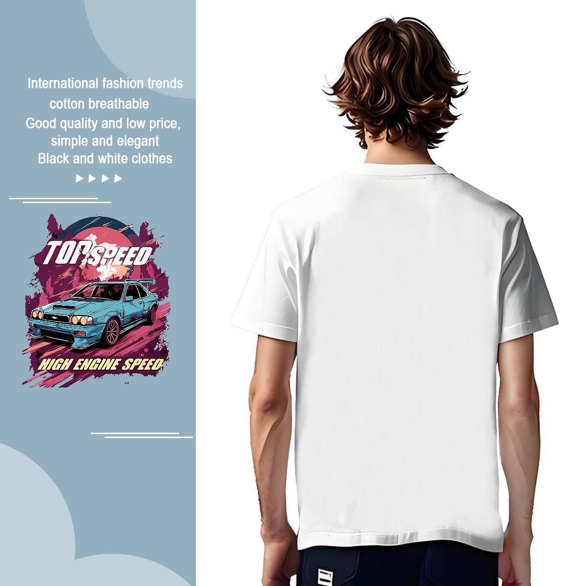 Soft car T-Shirts for Men Daily Outfit Couples T Shirts 230g Pure Cotton Designer Fashion Breathable Short Sleeve Asian Size Clothings