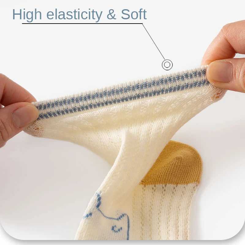 5 pairs/batch of childrens socks boys and girls sports socks summer childrens fashionable cotton cartoon breathable mesh socks 1-12Y W240814