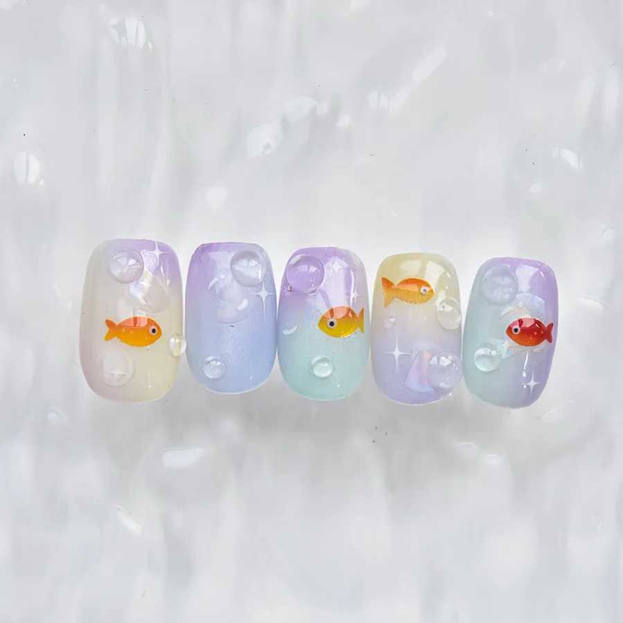 1pcs Jelly 5D Colorful Small Fish Japanese Nail Art Stickers Kawaii Summer Nail Decoration Decals Self Adhesive DIY SliderXJ240814