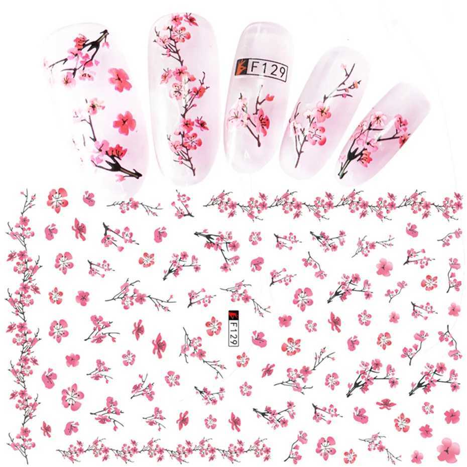 3D Personalized DIY Pink Sakura Nail Art Stickers Color Rose Flower Nail Art Slider Nail Decorative Decals StickersXJ240814