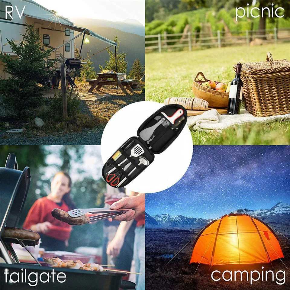 9-piece barbecue set barbecue accessory kit outdoor camping professional natural hill barbecue kitchenware kitchen utensilsX240815