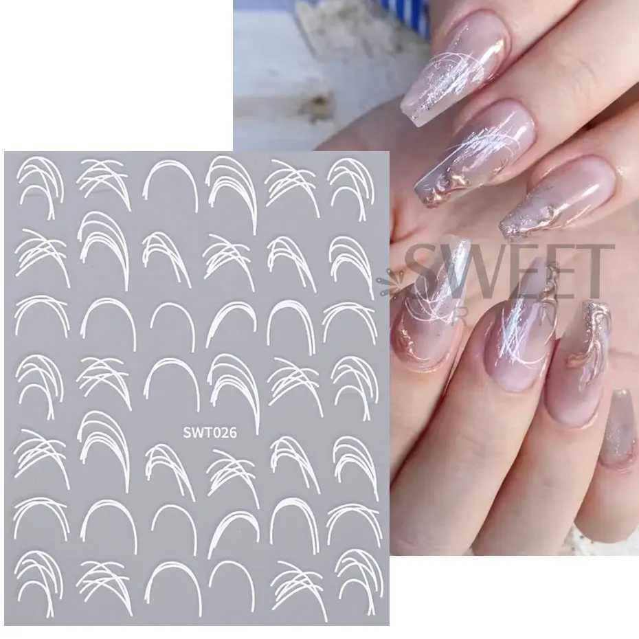 Spider Gel Line Nail Stickers Metal Silver White Irregular Graffiti Stripe Design 3D Self Adhesive Gel Polish Slider Nail DecorXJ240814