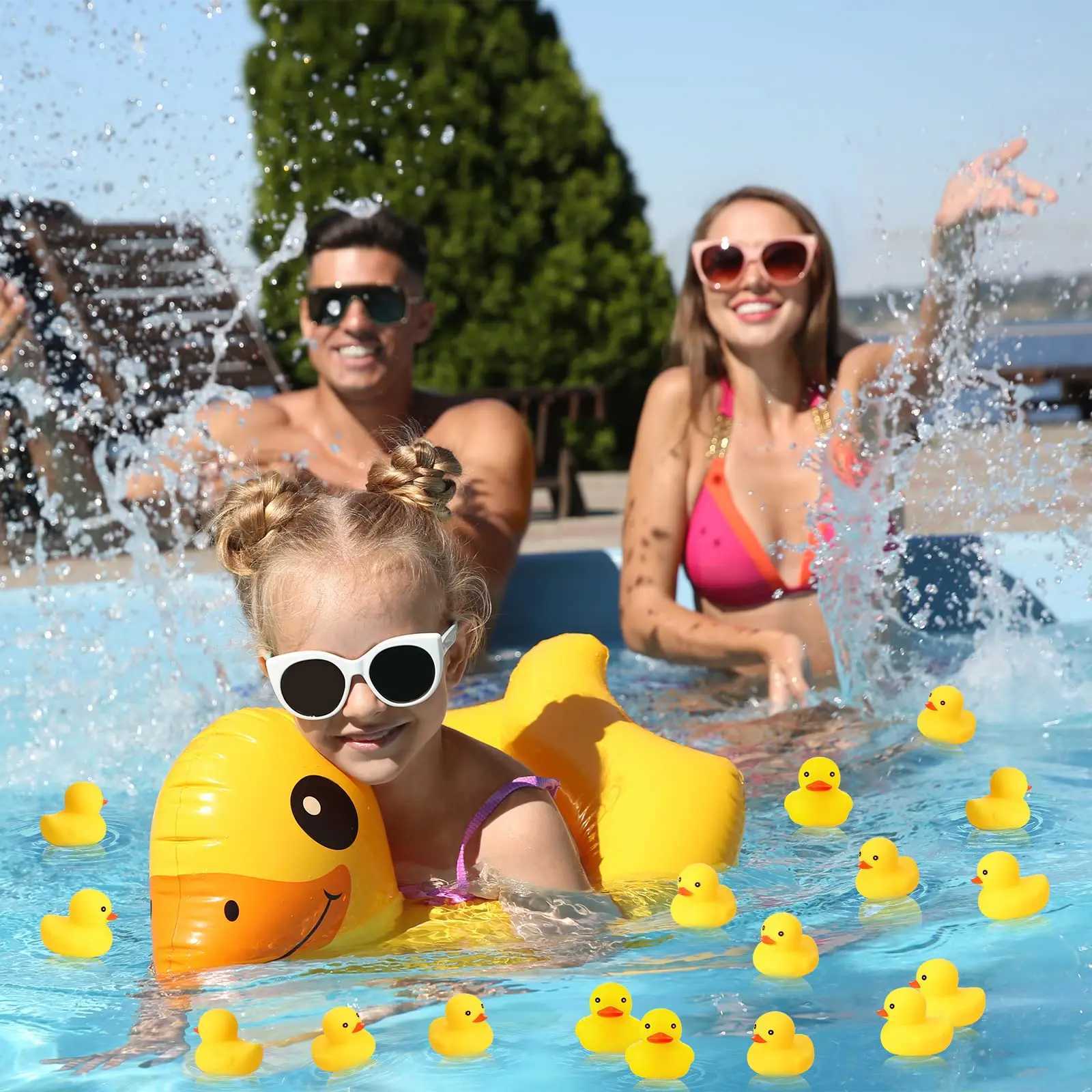 30/48/60 Pcs Rubber Duck in Bulk with 60 Sunglasses Mini Yellow Rubber Duck Gifts Toys Tiny Ducks for Cruise Holiday DecorationXJ240815