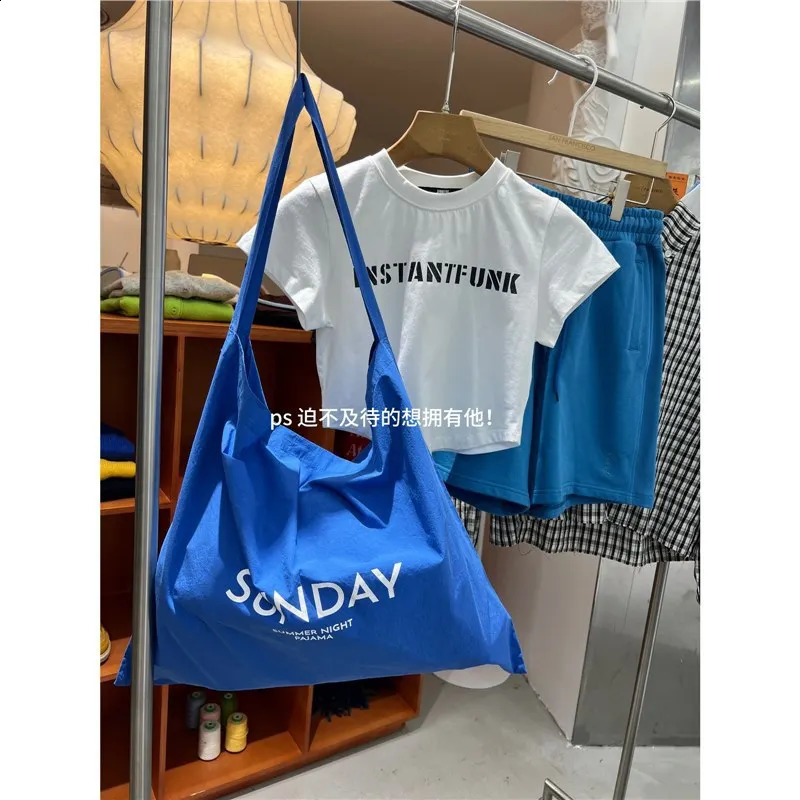 Tote Women Korean Office Lady High-Capacity Shoulder Purses and Handbags Simple Striped Solid Travel Bag 240815