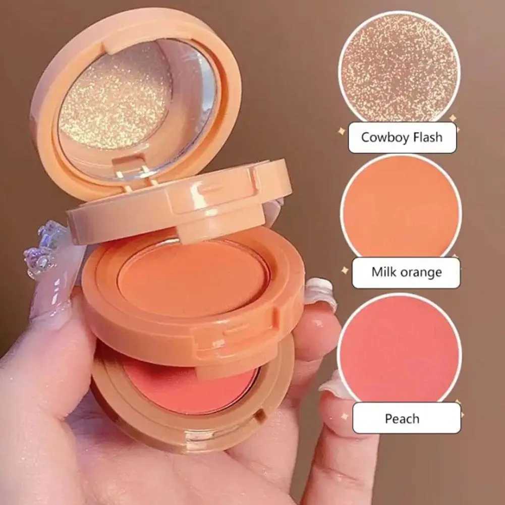 3 In 1 Matte Highlighter Blush Palette Blush Contour Palette Hairline Brow Powder - Brighten Matte Face Glitter Makeup Cosmetics Y240815