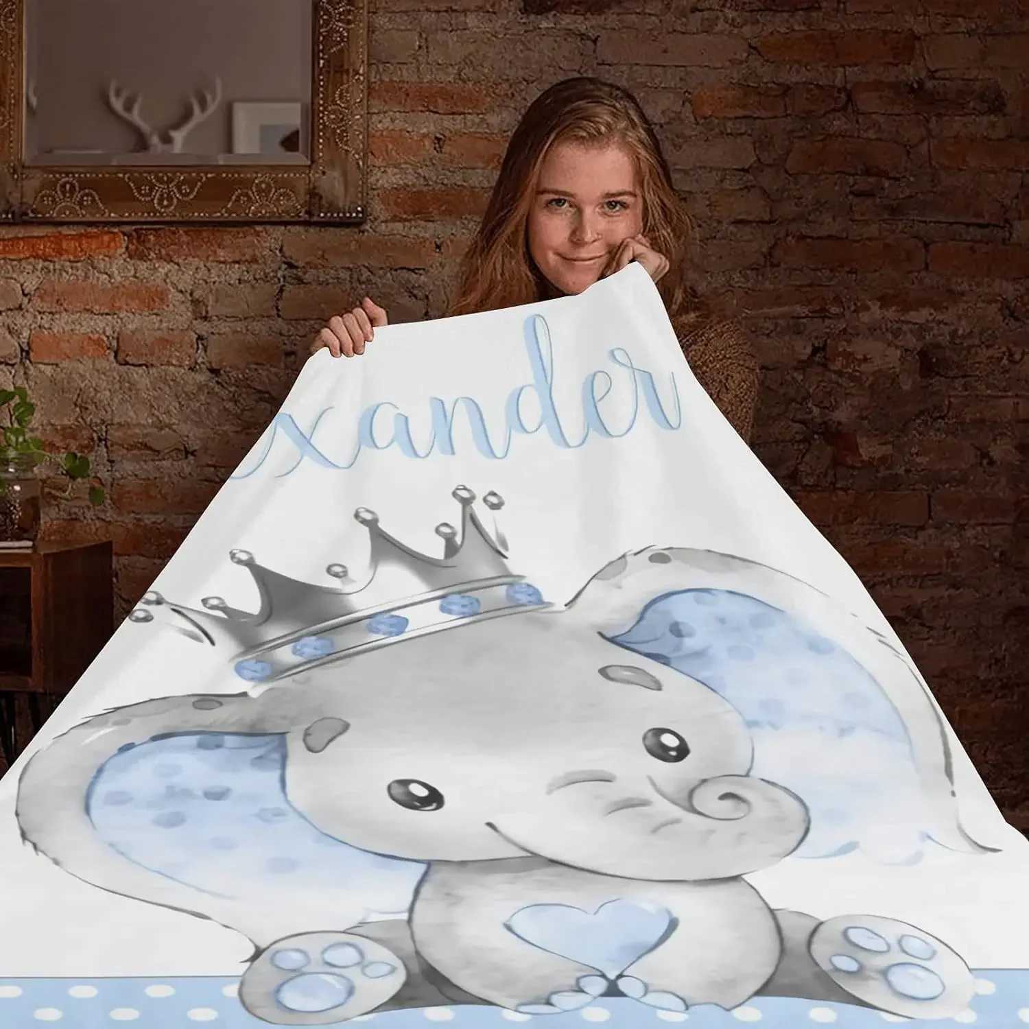 Personalized Name Customized Flange Plush Blanket Girl and Boy Gift Super Newborn Blanket Air Conditioning Blanket Y240815