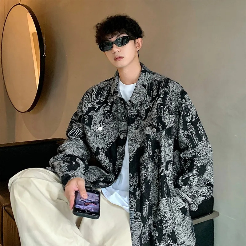 Autumn 2024 denim jacket Hong Kong style contrast woven denim jacket mens jacket 240814