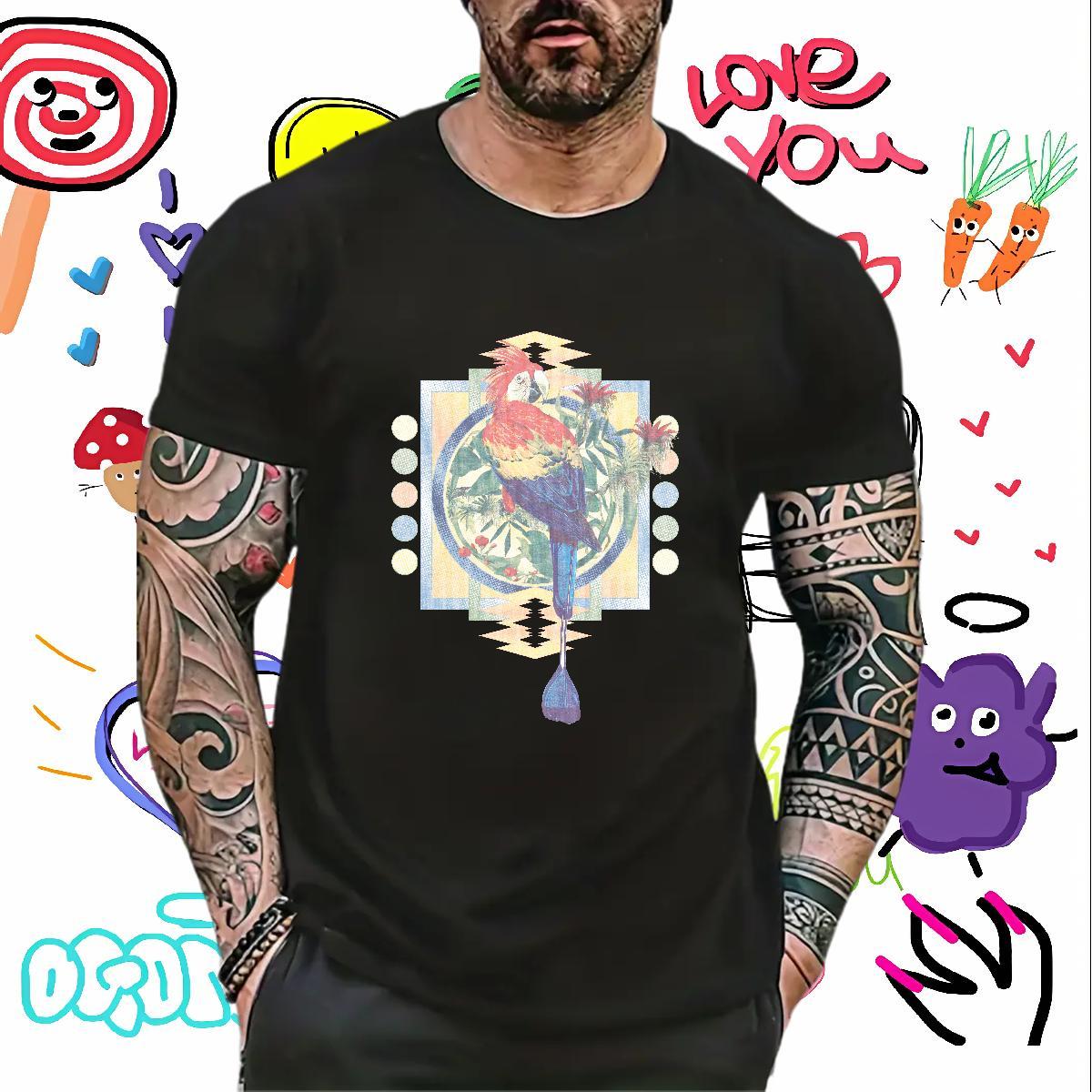 Mens T Shirts 100% Cotton 230g bird Anime Printing Street Breathable Short Sleeve Custom Anime Men Tops Tees New Designer TOP Quality Tops Shirt