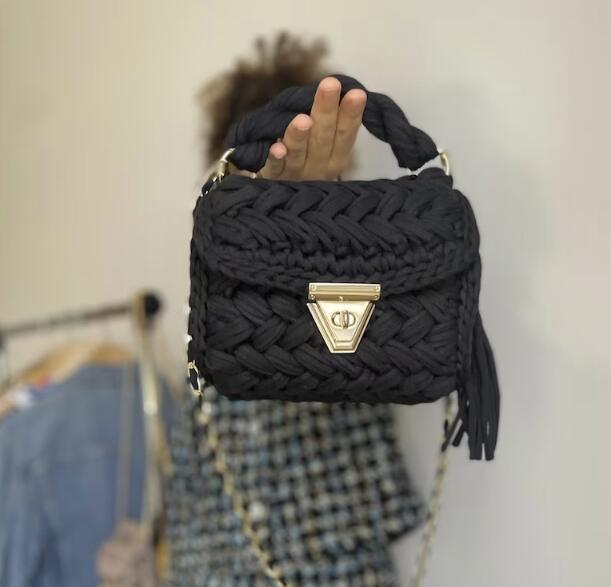 Designer Bags Lady Shoulder Bag Handmade Crochet Bag Woven Bag Fabric Strip Luxury Cross Body Designer Handbag Purses for Women Tote Bags