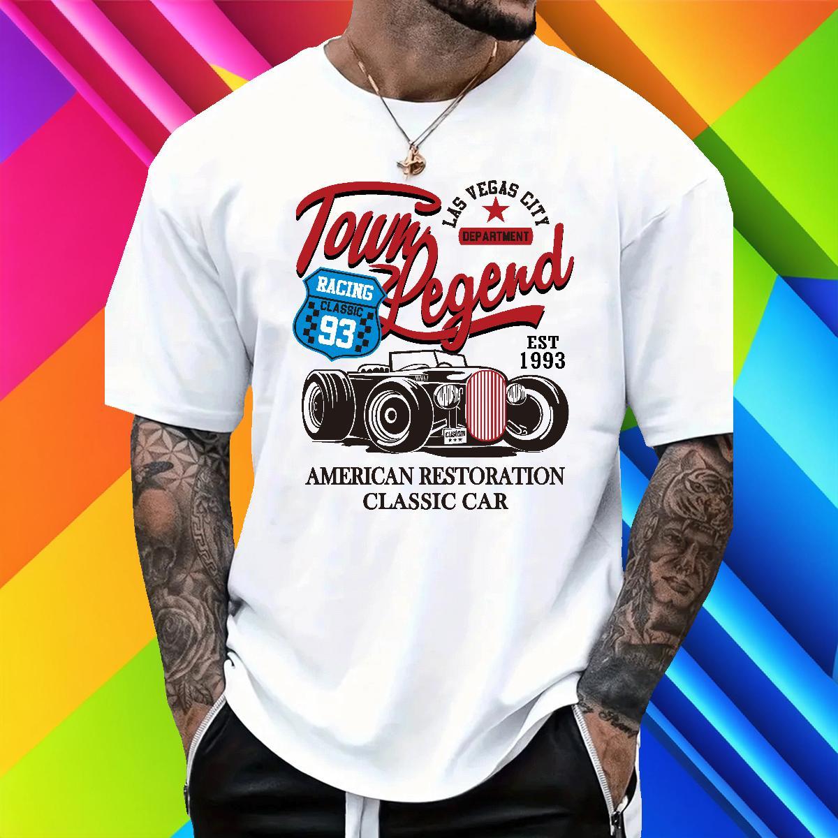 Designer car T Shirt For Man Casual Beach Couples T Shirts 230g Pure Cotton Fashion New Round Neck Short Sleeve Anime Print Top Tees