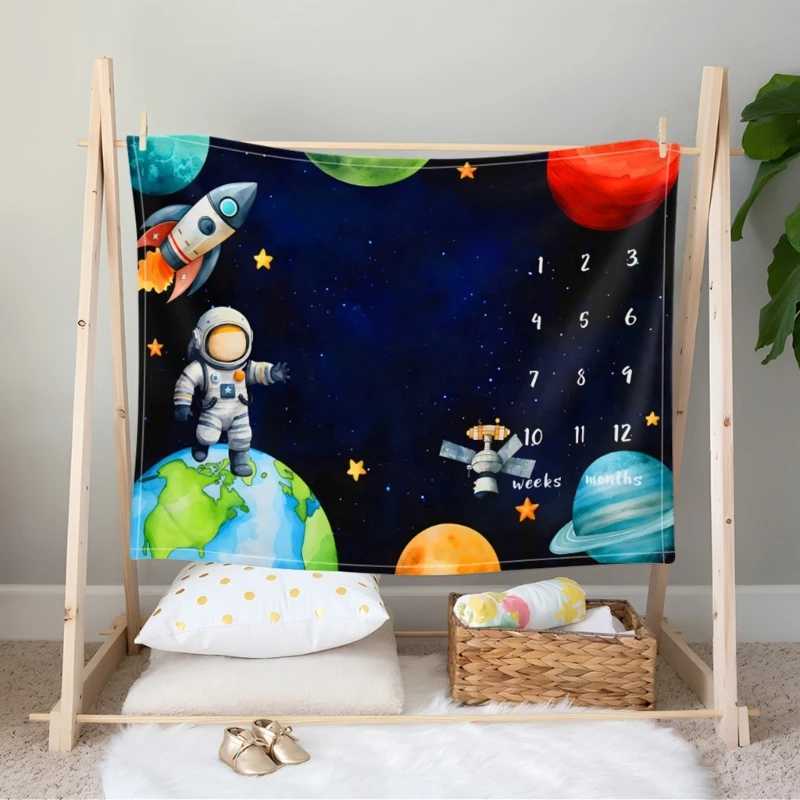 Baby Monthly Growth Record Blanket Newborns Milestones Blanket Photography Props Lovely Infants Photoshoots Backdrops Y240815