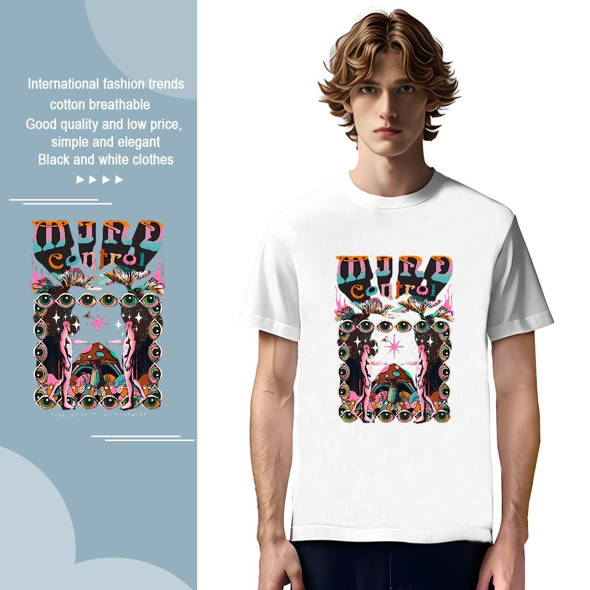 Men T Shirts 230g Cotton mushroom Street Casual Crew Neck Cartoon Print Men Clothes T-Shirt Stylist Brand Tees Shirts