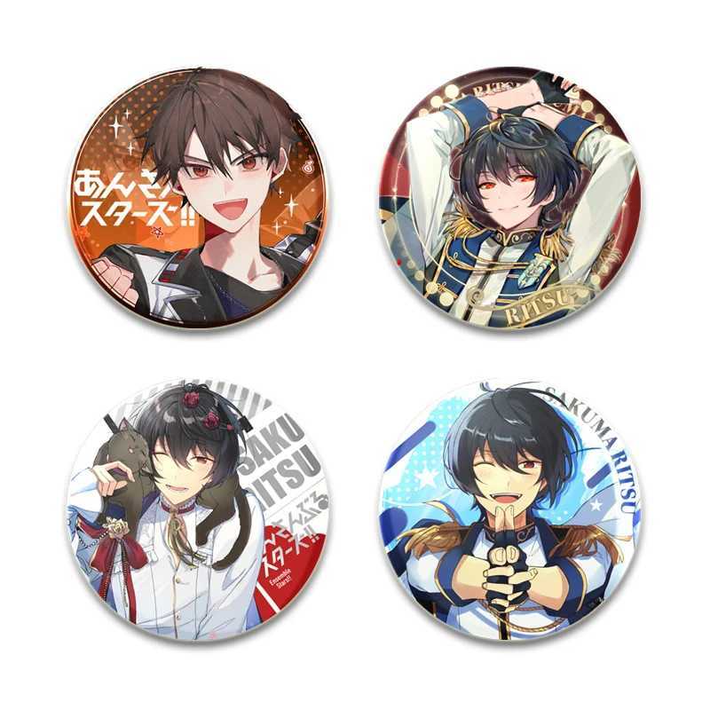 58mm Anime Ensemble Star Brooch Round Handmade Badge Brooch Backpack Clothing Gift Accessories HD Printed Enamel Pin W240815