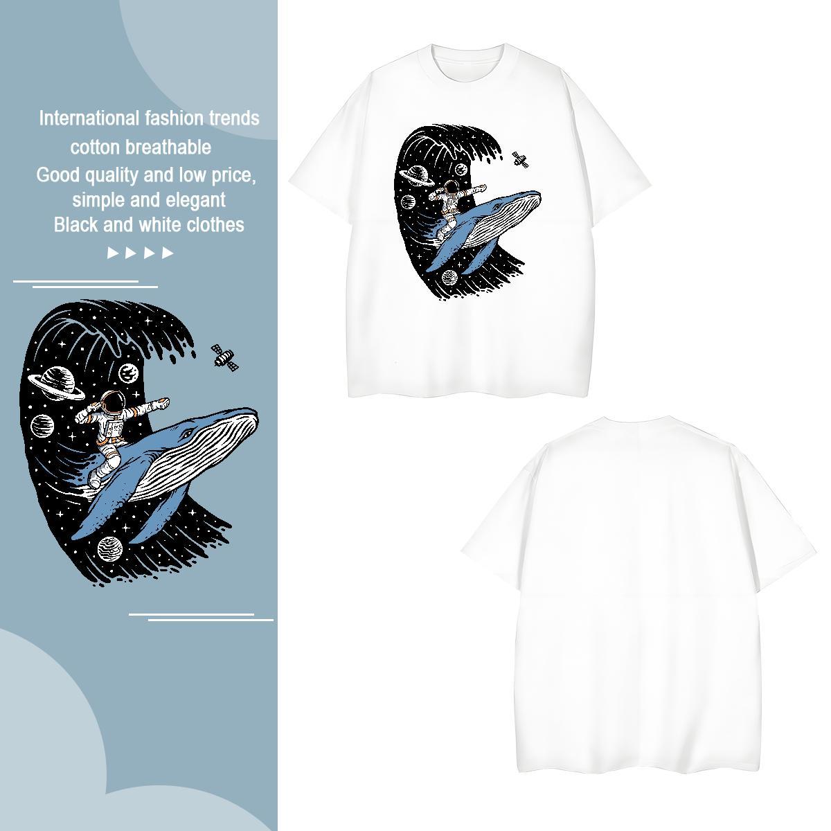 Man T Shirts 230g Cotton cosmonaut Anime Printing Street Round Neck Short Sleeve Custom Anime Couples T Shirts 2024 Designer Free Shipping Wear