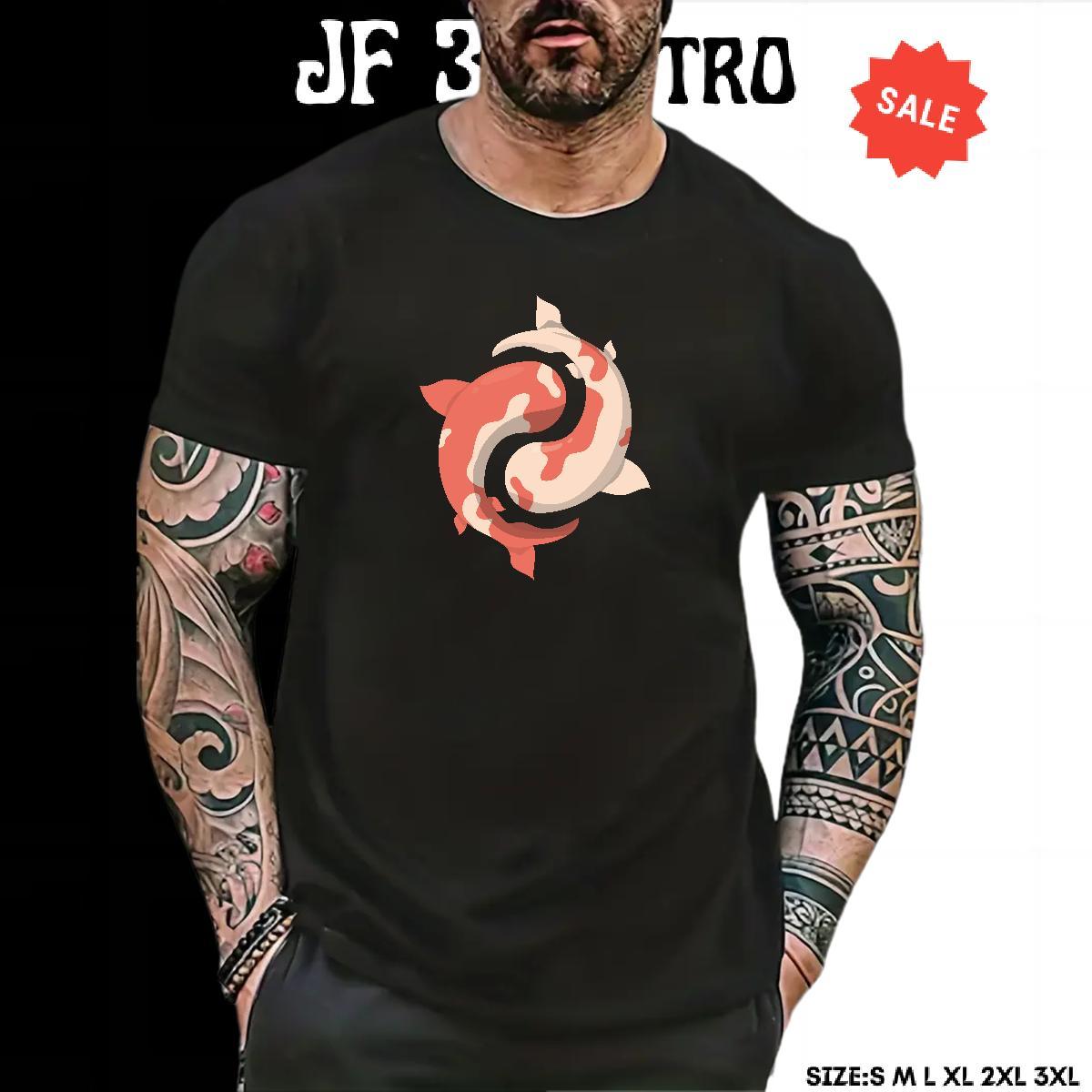 Loose T-Shirts fish Short Sleeve Soft Hip Hop Asian Size 100% Cotton 230g Couples T Shirts Brand Tee Shirt