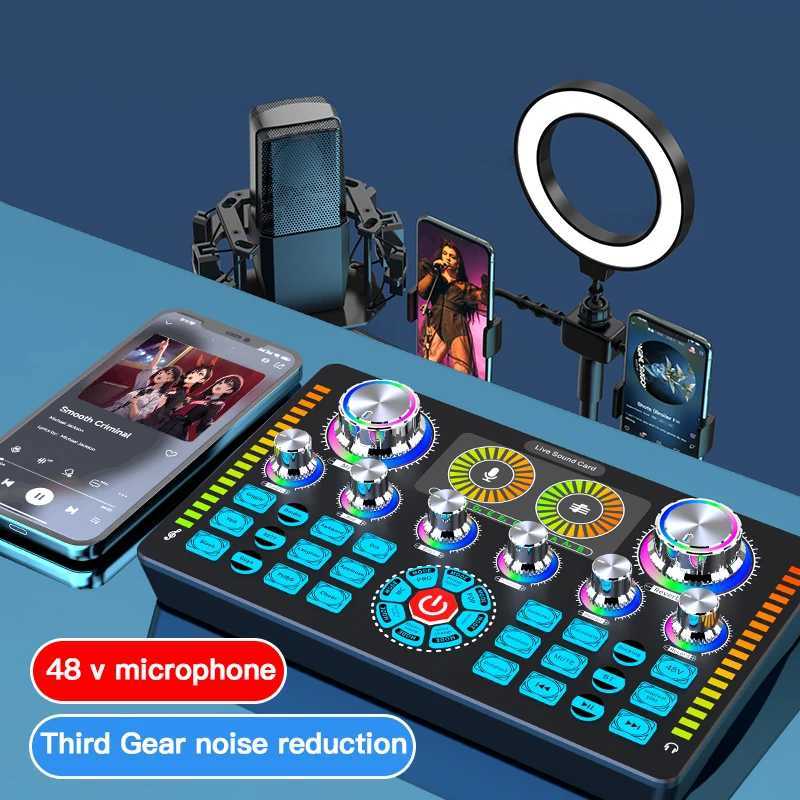 Live Studio Record Sound Card Bluetooth Compatible Microphone Mixer Voice Converter for Live Audio Mixer Podcast Karaoke B240815