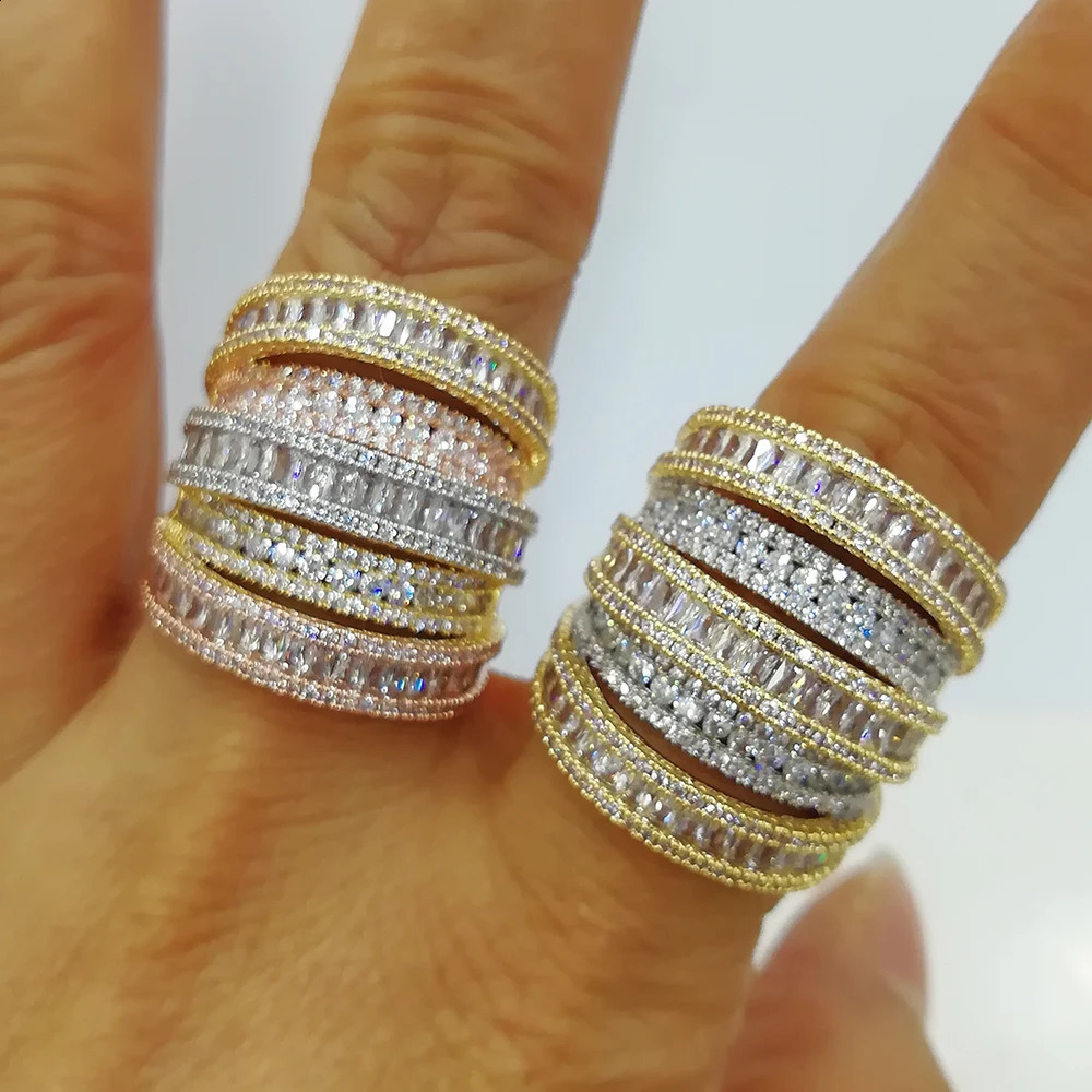 GODKI LUXUYR 5Rows BIG Statement Rings for Women Cubic Zircon Finger Beads Charm Ring Bohemian Beach Jewelry Gift 240813