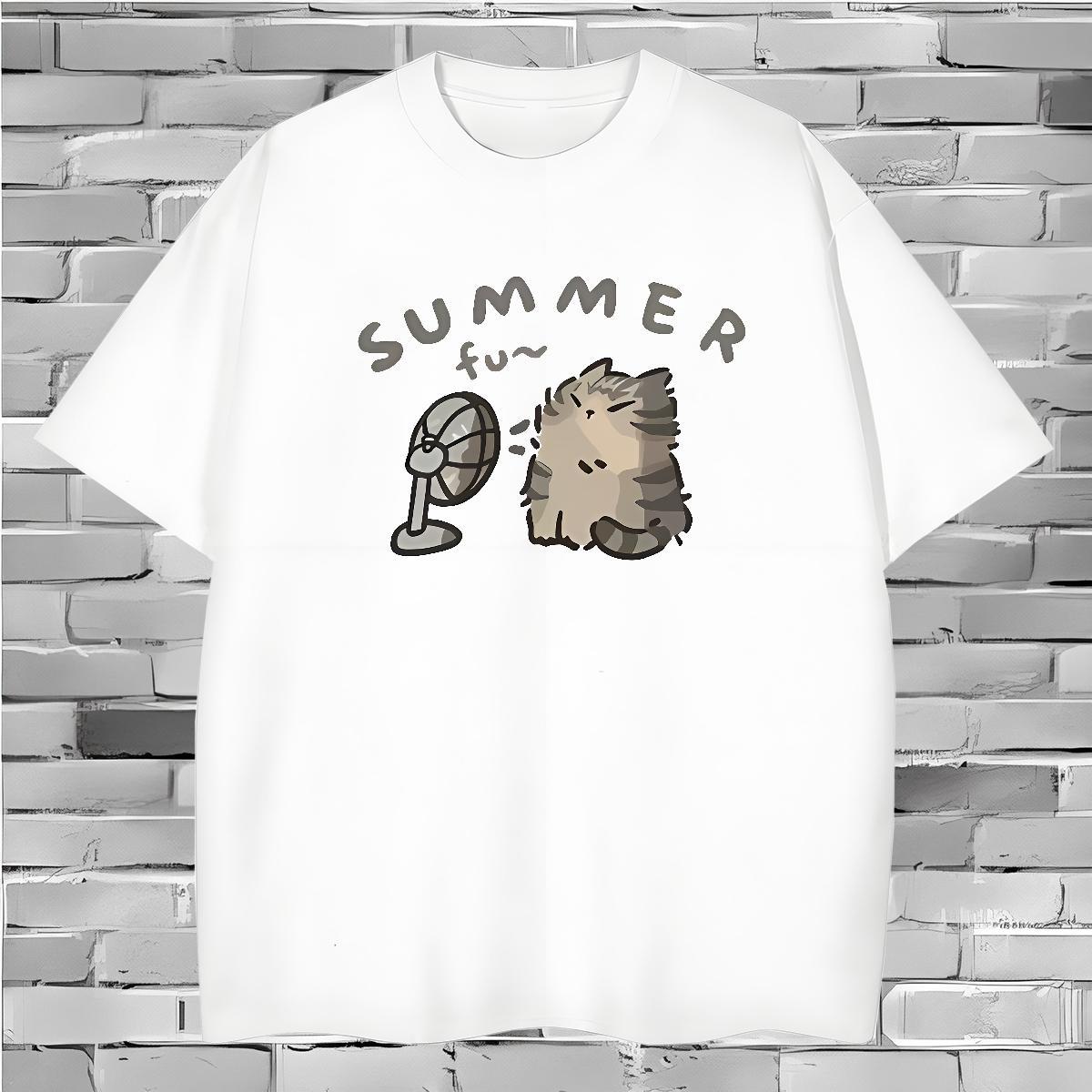 Wholesale T Shirt For Man cat Breathable Soft High Street Hip Hop Black White 100% Cotton 230g Men Tees Classic Top Tees