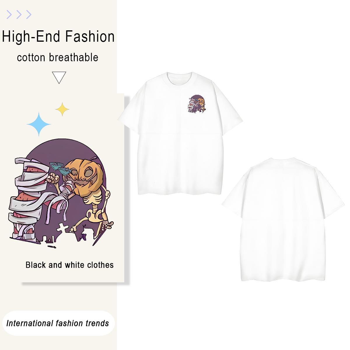 T Shirt For Man 230g Pure Cotton pumpkin Hip Hop Breathable Crew Neck Custom Cartoon Men Tops Tees Designer Loose Clothes