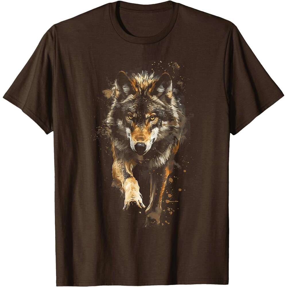 T shirt for Mens Oil Painting Of Wolf Running Gifts Funny Graphic Tees T-Shirt Shirts Tshirt Graphic Tee Casual Tops Clothes Short sleeve