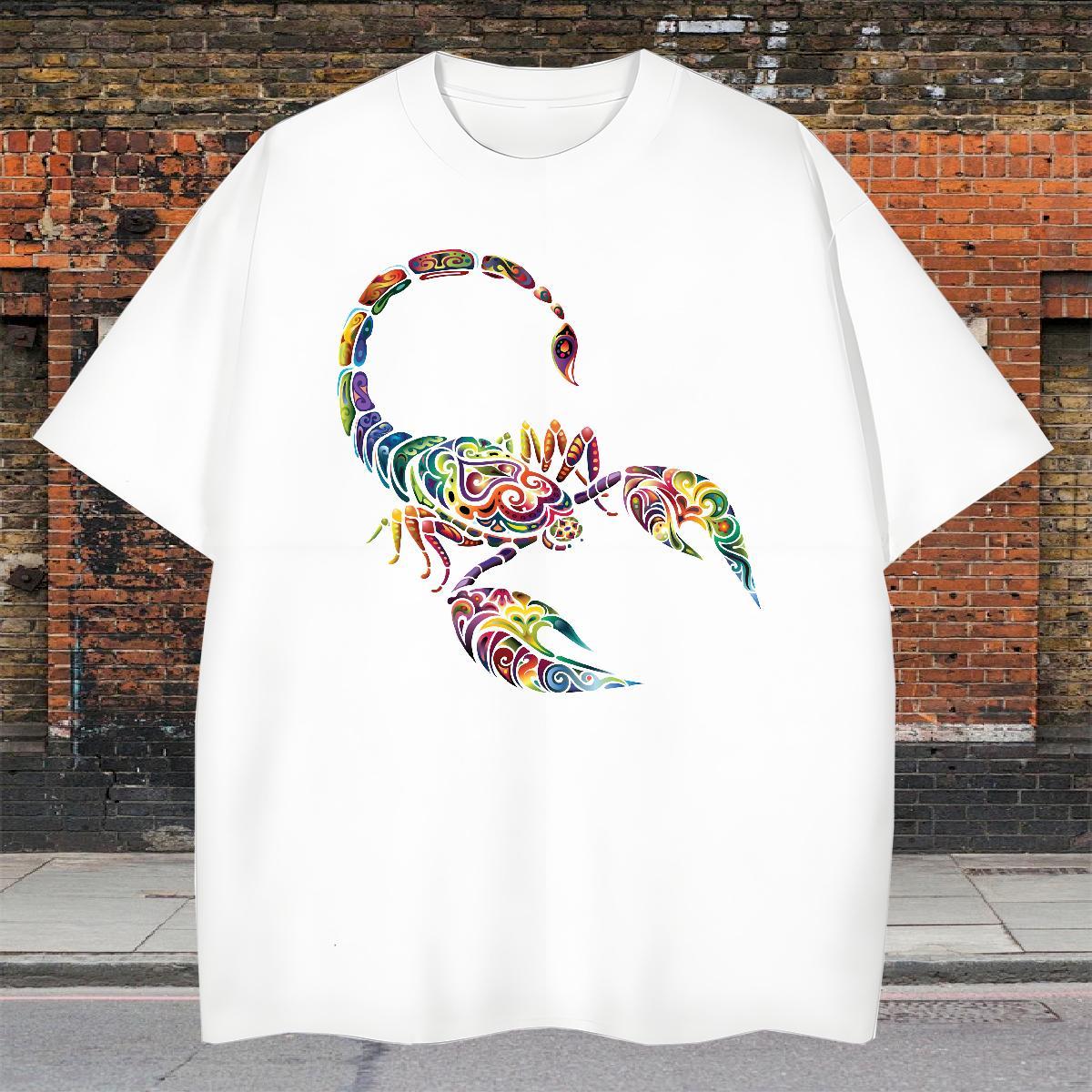 Wholesale T-Shirts scorpion Crew Neck Anime Printing Street Custom Big Size 230g Pure Cotton Men Clothes T-Shirt Free Shipping Wear