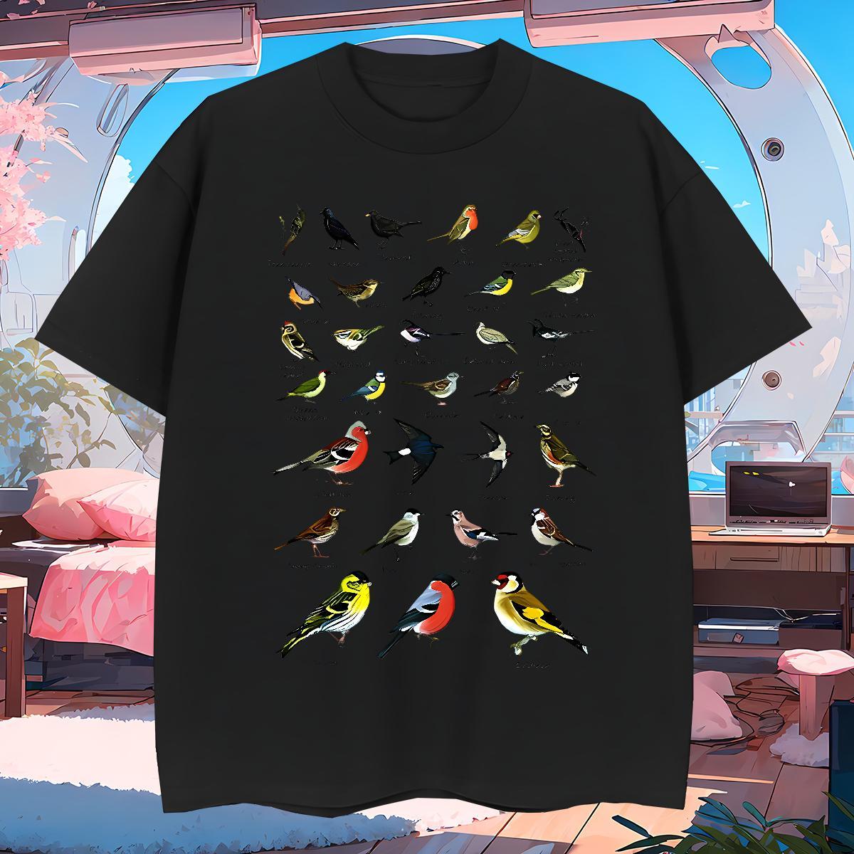 T-Shirts 230g 100% Cotton bird Sport Breathable DIY Anime Men Tshirts Classic Casual Cool Polos