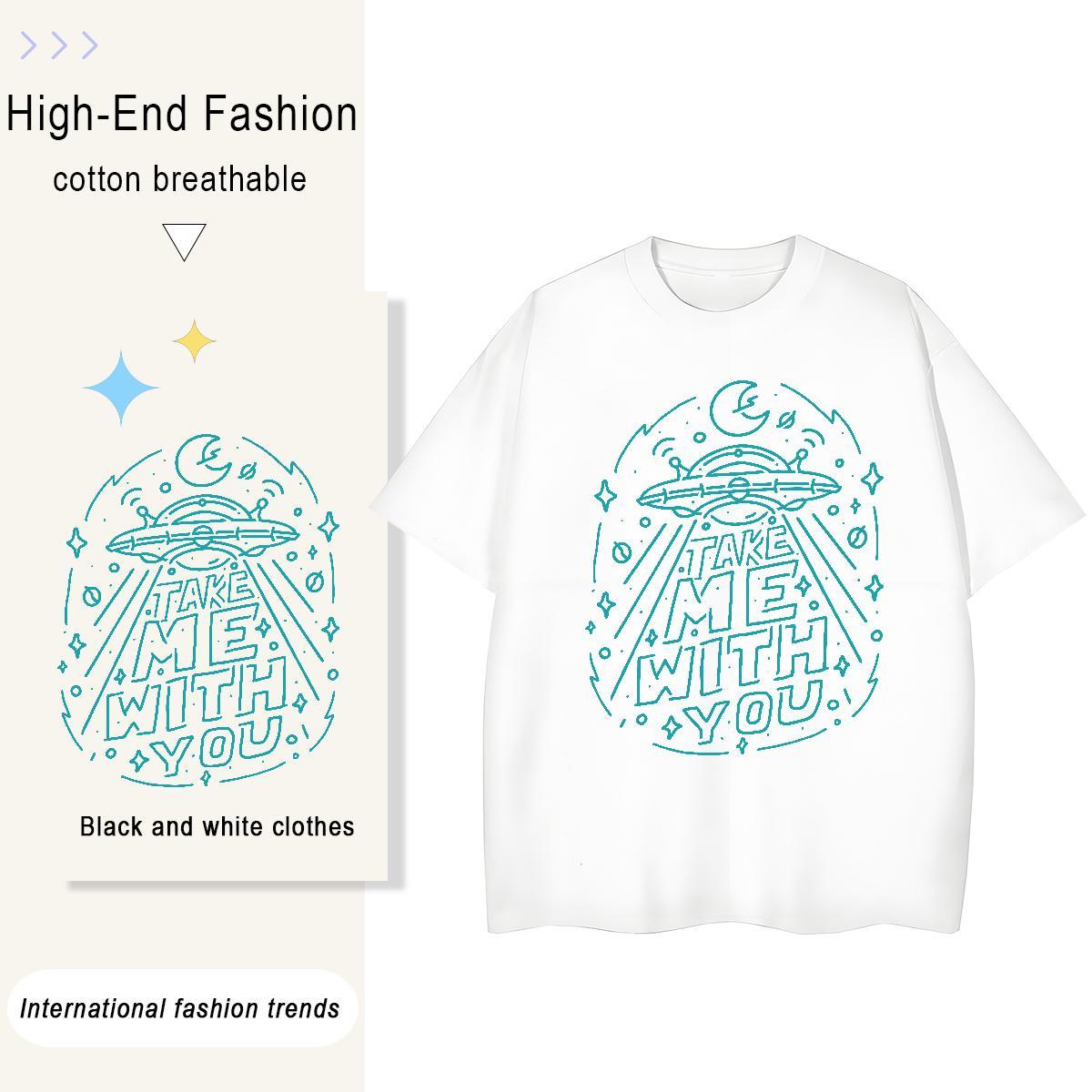 Cool Design Men Tshirts Casual Beach 230g 100% Cotton Customized Print Pure Cotton ET Man T Shirts 2024 New Tops Shirt