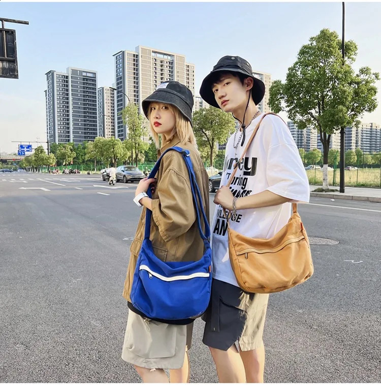 Canvas Bags For Women Vintage Handbags Casual Shoulder Crossbody Eco Korean Messenger Y2K Unisex Black Shopper Bag