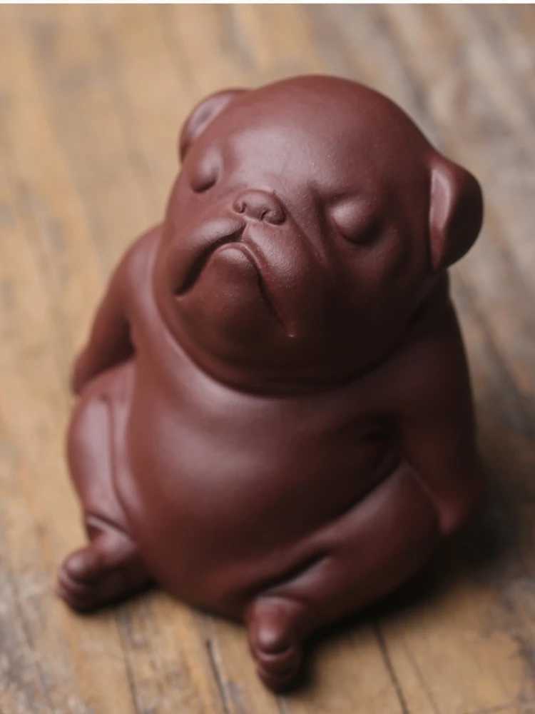 Angry Pug Tea Pet Cute Dog Tea Spirit Figurines Tea Ceremony Utensils Chinese Room Decoration Accessories Zen AnimalXJ240814