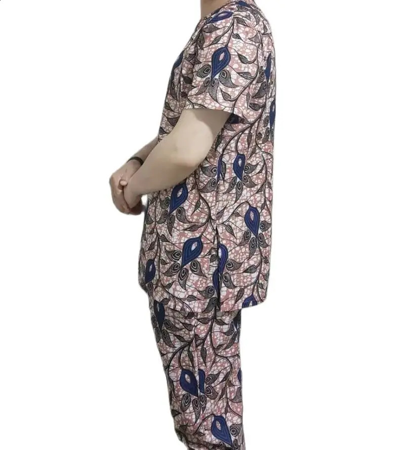 African clothing mens print short sleeve shirt with trouser Ankara fashion pant sets customize wedding male formal outfits 240814