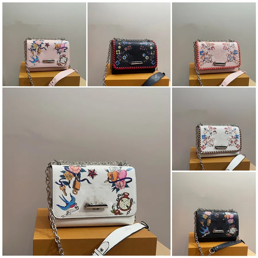 Twist Bags Luxury Designer Women Mm Handbag Fashion flowers water ripple Leather flap Shoulder Bag Metal Chain Shaped Buckle Messenger Bag Crossbody Purse Wallet