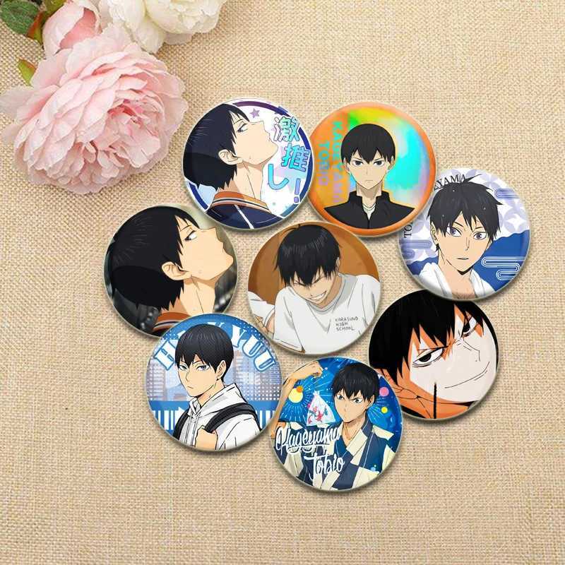58mm animated Haikyuu!! Brooches Tobio Kageyama cartoon badge brooch for backpacks clothing gift accessories round handmade pins W240815