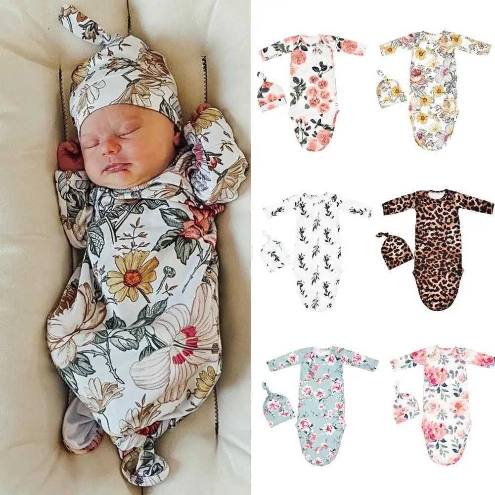 2Pcs/Set Great Infant Sleeping Sack Blend Fabric Baby Gown Super Soft Creative Pattern Knotted Infant Baby Gown Sleeping Bag Y240814