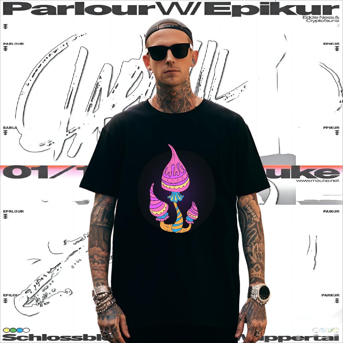 Man T Shirts 230g 100% Cotton mushroom Summer Casual Breathable Short Sleeve Cartoon Print Men Tees Designer Fashion Loose Fit Tops Shirt