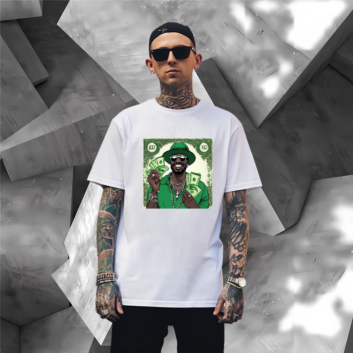 Soft dollar T-Shirts Street wear Hip Hop Men Tees 230g 100% Cotton DIY Customized Short Sleeve Soft Black Oversized Tops