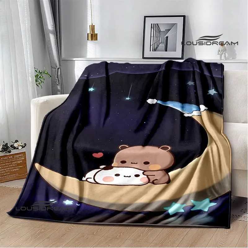 Cute cartoon bear printed blanket Warm Flannel Blankets Soft and Comfortable Home Travel Blanket bed linings Birthday Gift Y240815