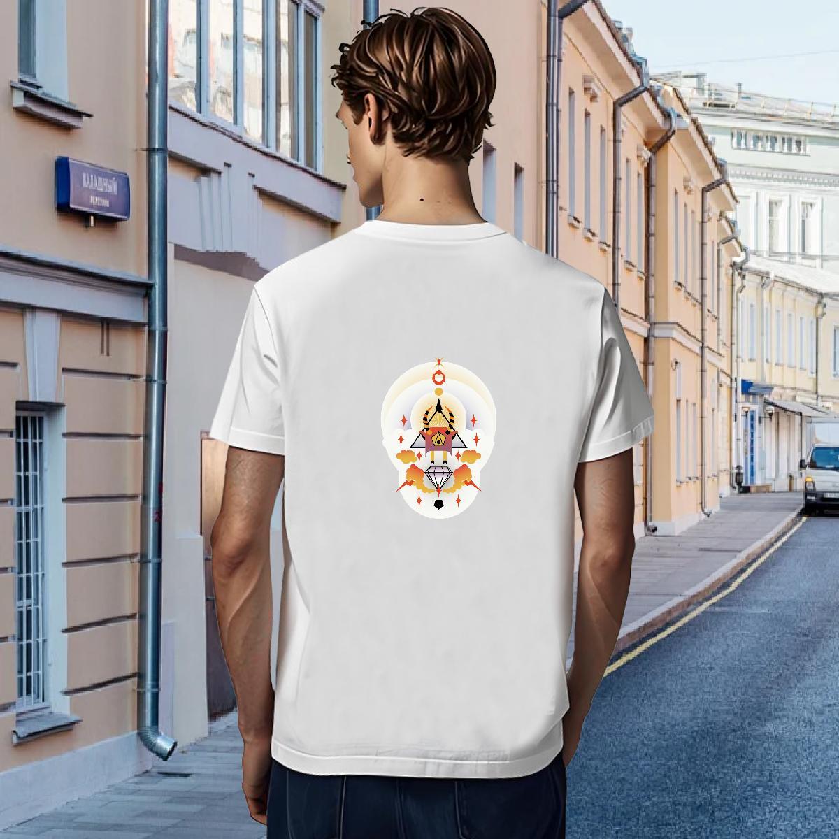 T shirt 230g 100% Cotton icon High Street Hip Hop O-Neck Short Sleeve Custom Cartoon Men Clothes T-Shirt Fashion Popular Tees