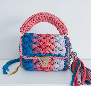 Designer Bags Lady Shoulder Bag Handmade Crochet Bag Woven Bag Fabric Strip Luxury Cross Body Designer Handbag Purses for Women Tote Bags