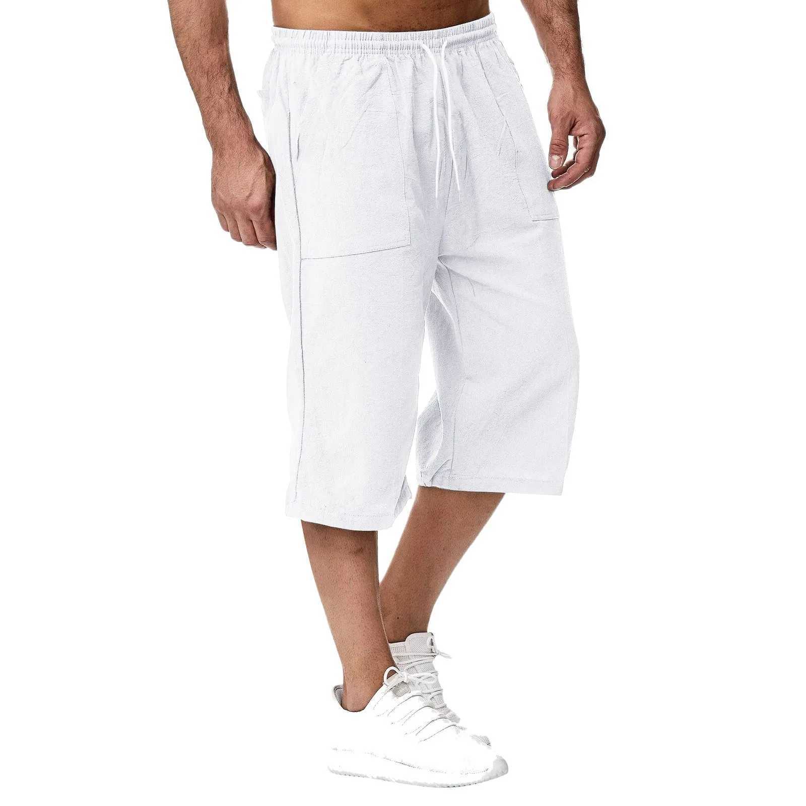 Spring and summer jogging capris jogging pants mens drawstring pants classic double pocket solid color mens tight pantsW240725