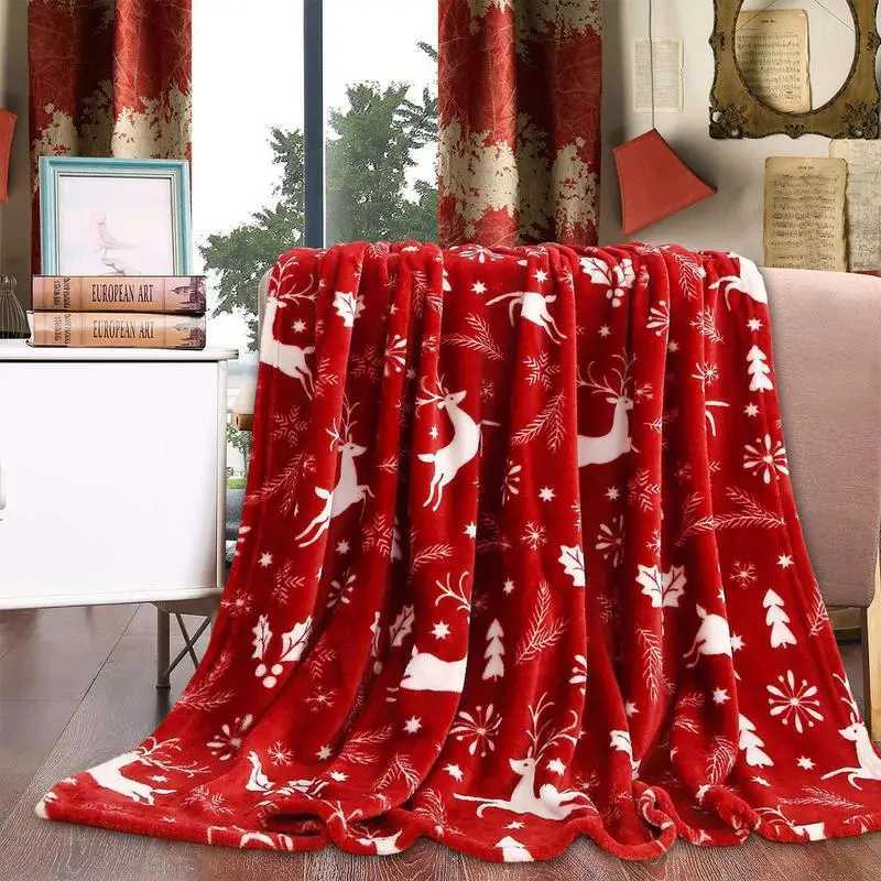 Christmas Blankets and Throws Double Sided Printed Cozy Fleece quilt Thanksgiving Gift Soft Elegant comforter Decorative Throws Y240815