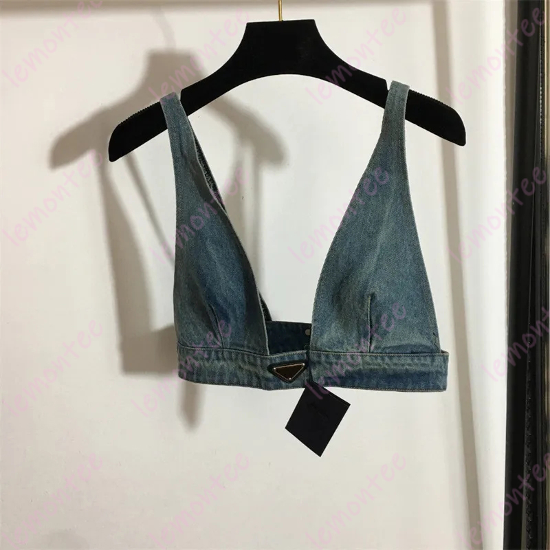 Womens Tanks Camis Womens sexy designer denim tank tops woman camis ts suspender vest motorcycle bra backing elastic band adjustable underwear luxury cl S251127